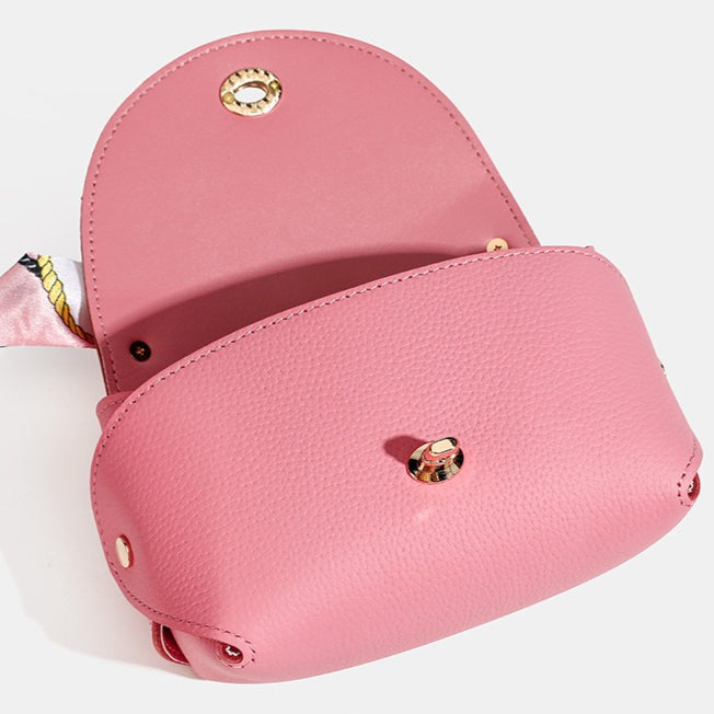 Women's Pebbled Cowhide Scarf Handle Chain Crossbody Bag
