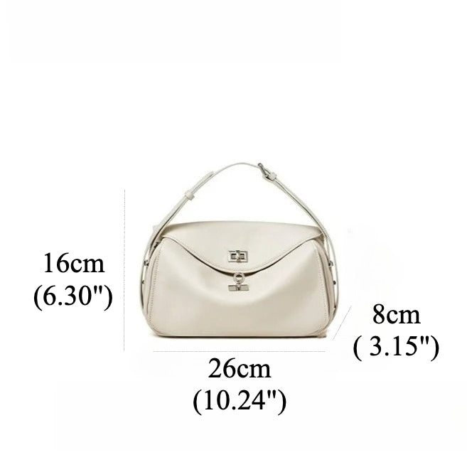 Women's Genuine Leather Envelope Flap Bag with Twist-Lock