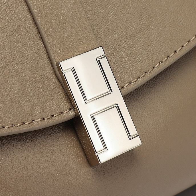 Women's Full-Grain Cowhide H-Buckle Flap Shoulder Bag
