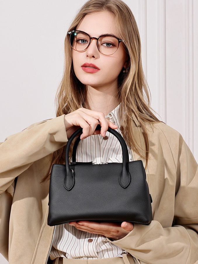 Women's Pebbled Cowhide Mini Tote Bag with Detachable Strap