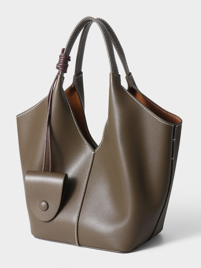 Women's Full-Grain Cowhide Woven Hobo Tote with Detachable Strap
