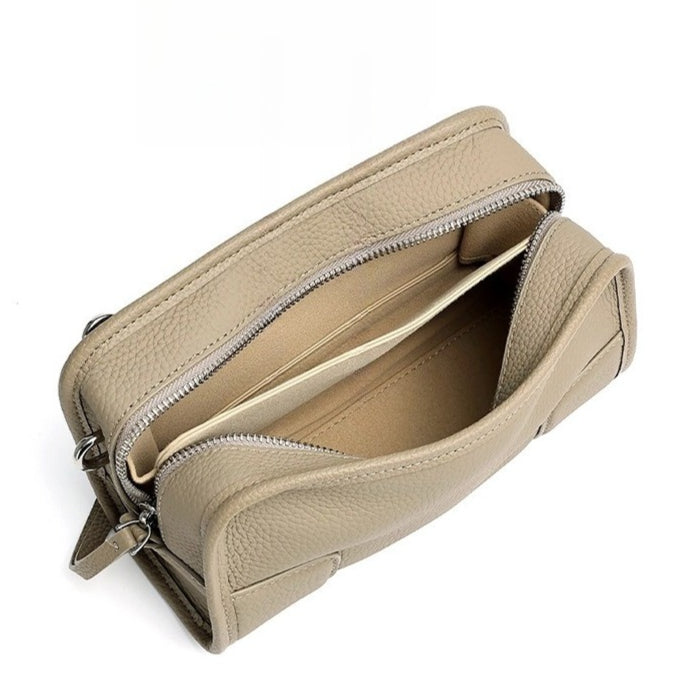 Women's Pebbled Cowhide Boston Bag with Detachable Straps