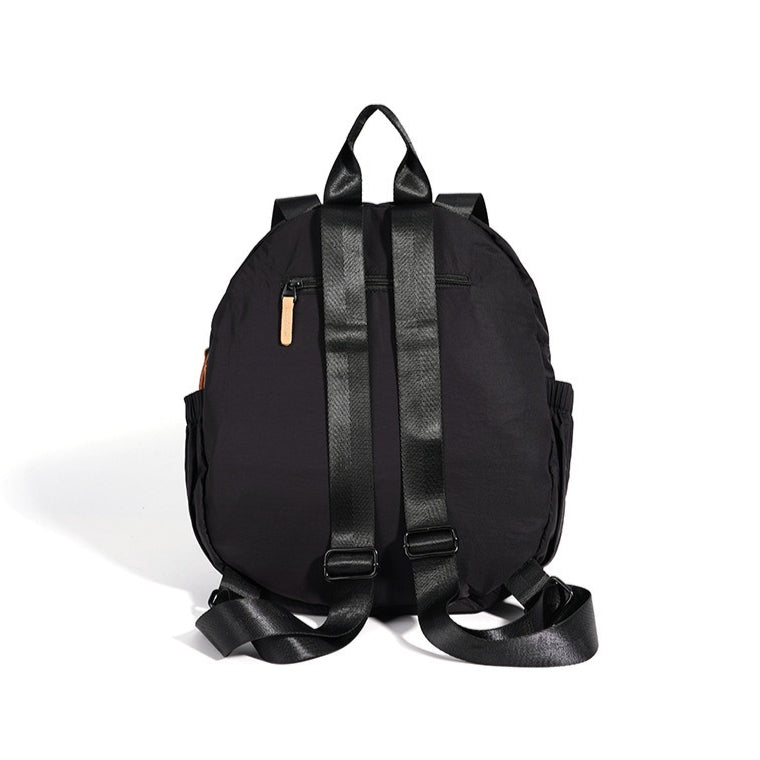 Women's Nylon Convertible Backpack with Genuine Leather Trim