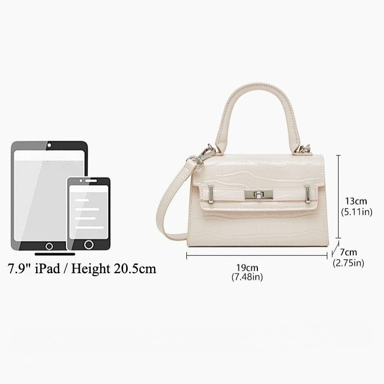Women's Croc-Embossed Cowhide Structured Top-Handle Bag