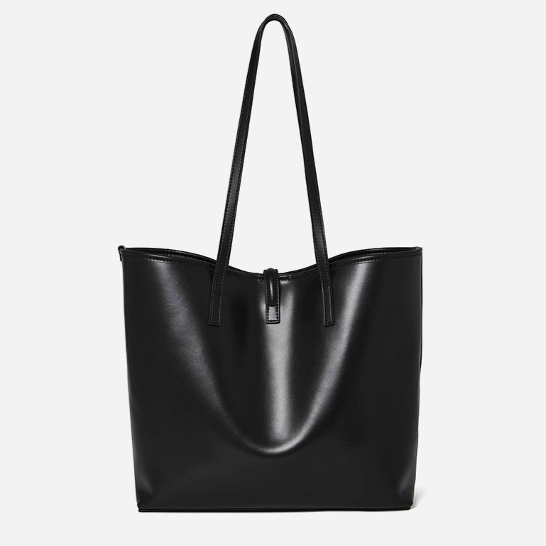 Women's Cowhide Tote Bag Set with Convertible Inner Pouch