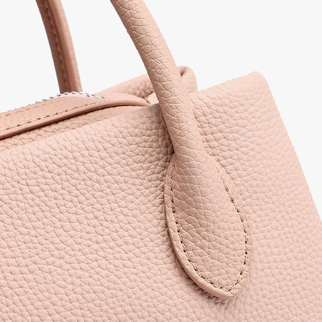 Women's Pebbled Cowhide Mini Tote Bag with Detachable Strap