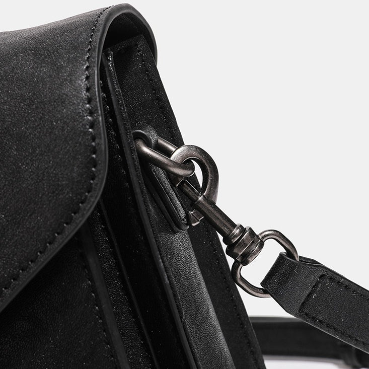 Women's Genuine Leather V-Flap Messenger Bag with Twist Lock