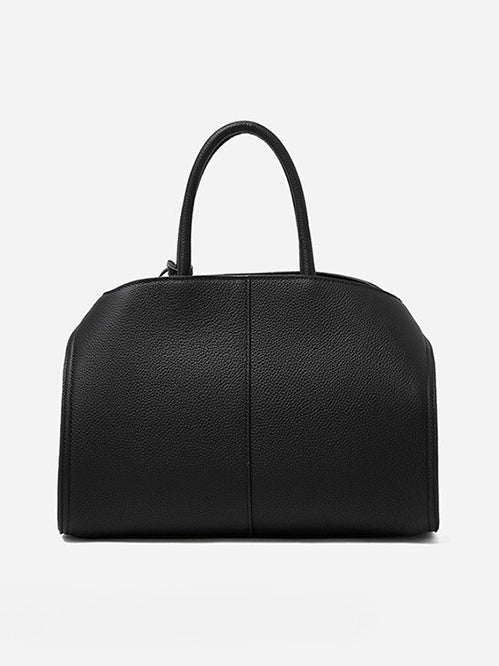 Women's Lychee-Grain Cowhide Double-Buckle Convertible Tote