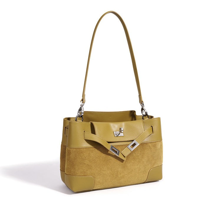 Women's Suede Leather Slouchy Clutch Bag with Detachable Pouch