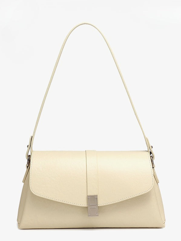 Women's Full-Grain Cowhide H-Buckle Flap Shoulder Bag