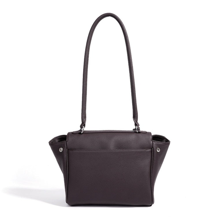 Women's Pebbled Cowhide Winged Flap Tote with Detachable Strap