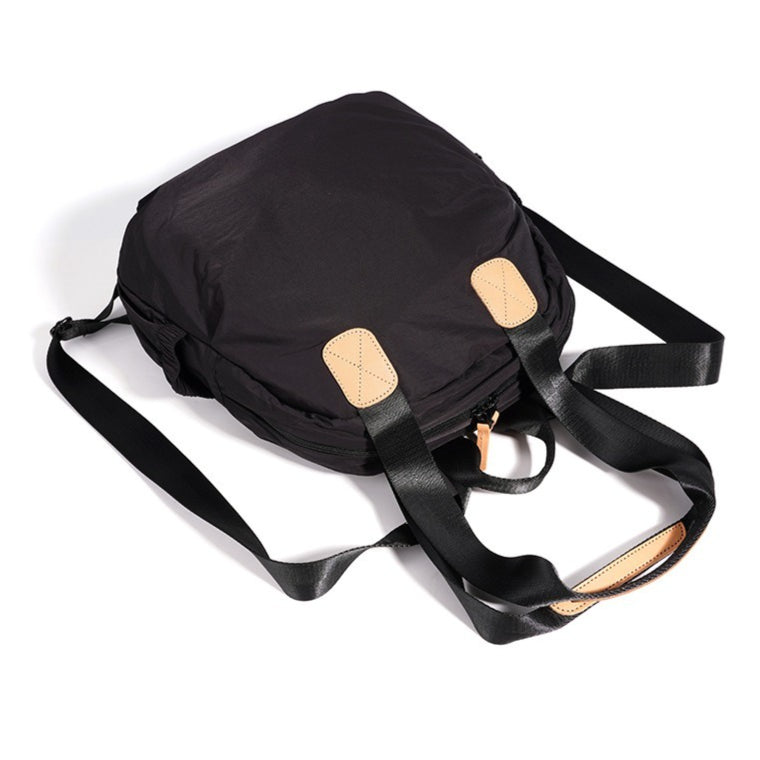 Women's Nylon Convertible Backpack with Genuine Leather Trim