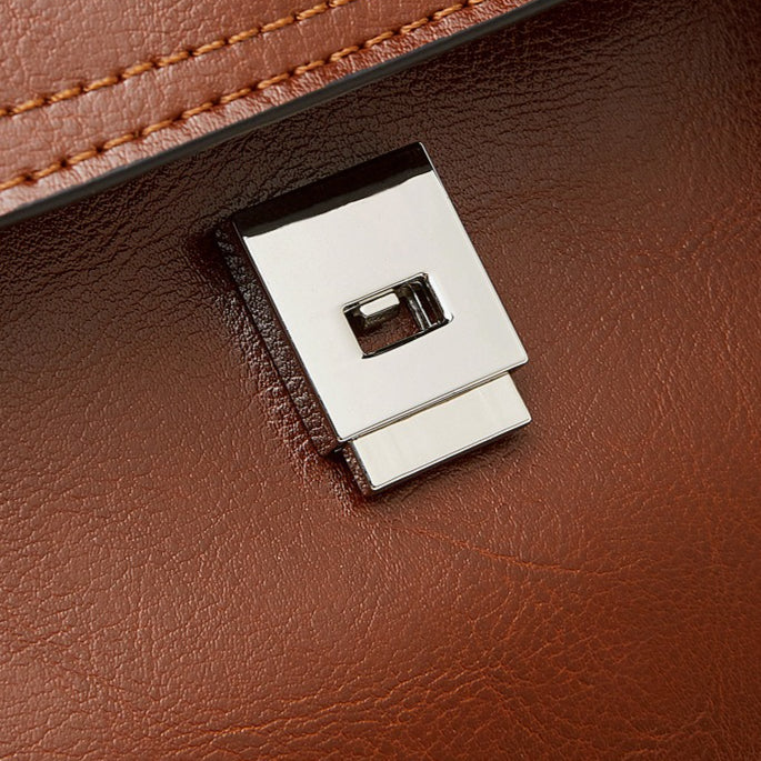Women's Oil-Waxed Cowhide Convertible Flap Backpack