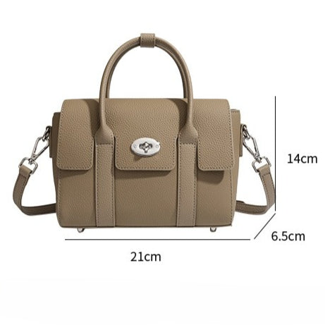Women's Top-Grain Cowhide Vintage Twist-Lock Box Bag