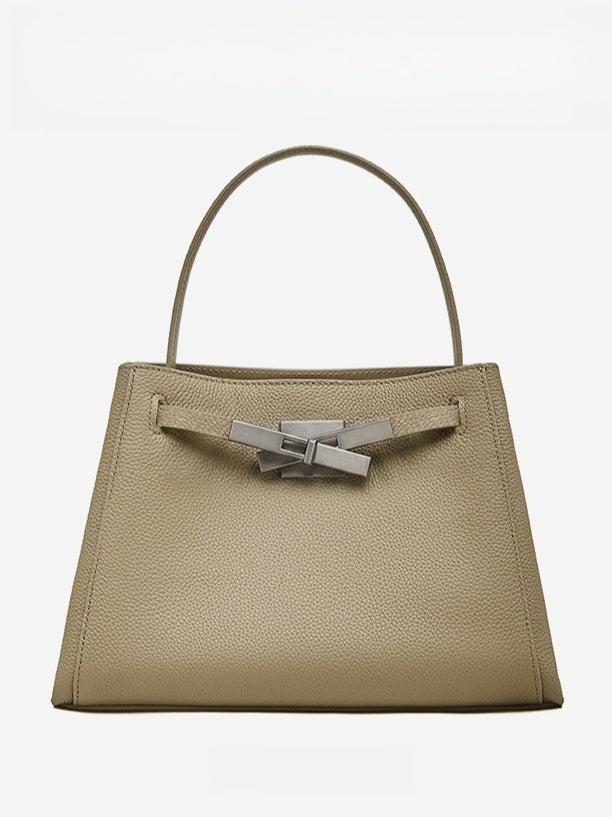 Women's Pebbled Cowhide Bucket Tote with Dual Straps