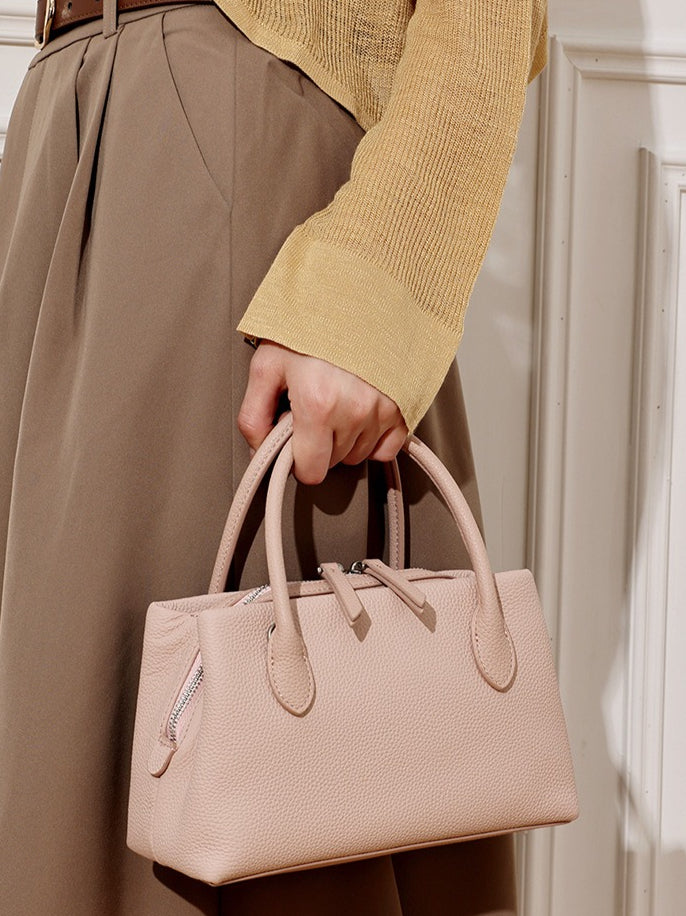 Women's Pebbled Cowhide Mini Tote Bag with Detachable Strap
