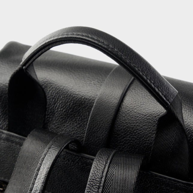 Women's Pebbled Cowhide Flap Backpack with Multiple Pockets