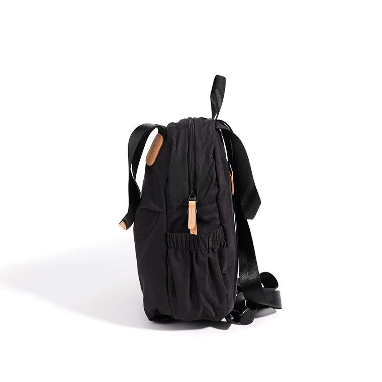 Women's Nylon Convertible Backpack with Genuine Leather Trim