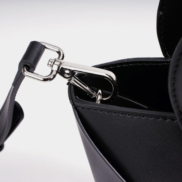 Women's Woven Cowhide Mini Bucket Bag with Adjustable Strap