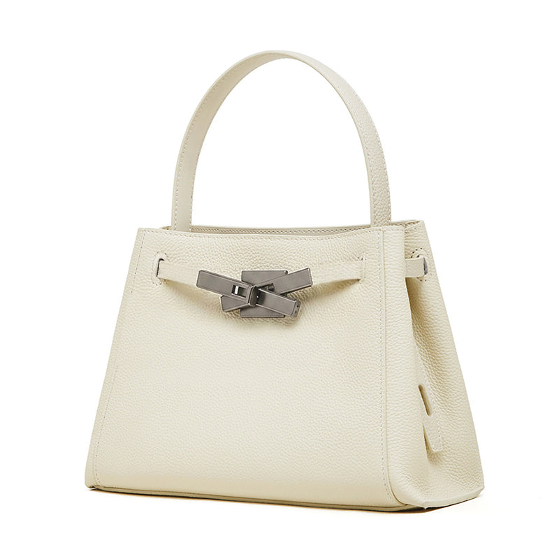 Women's Pebbled Cowhide Bucket Tote with Dual Straps