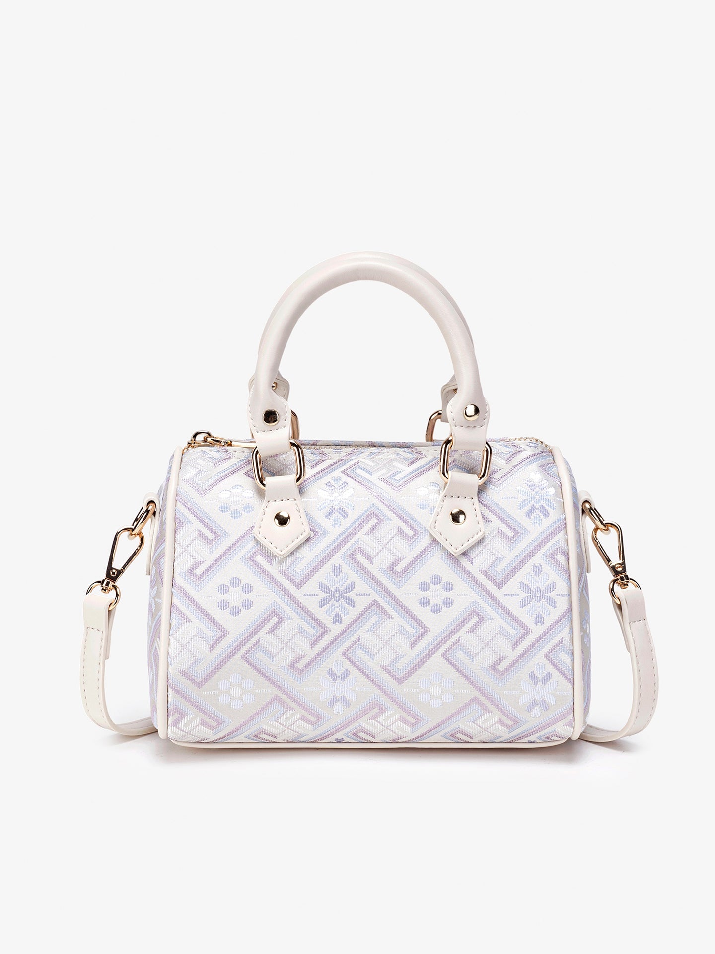 Women's Oriental Brocade Mini Boston Bag with Convertible Strap