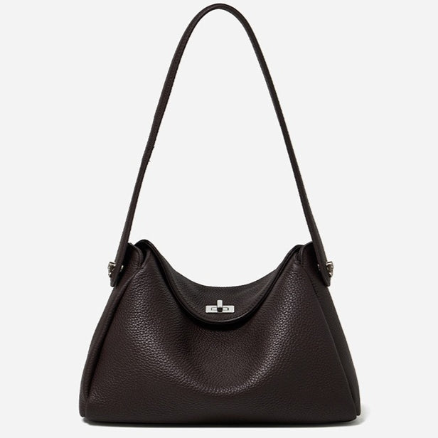 Women's Lychee-Grain Cowhide Convertible Hobo Bag