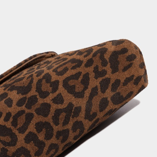 Women's Suede Leather Leopard Envelope Clutch Bag