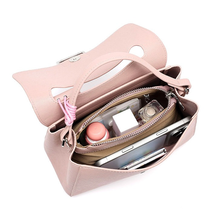 Women's Genuine Leather Square Flap Bag with Magnetic Closure