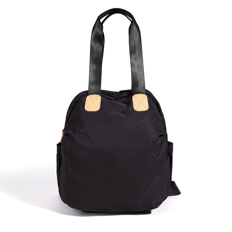 Women's Nylon Convertible Backpack with Genuine Leather Trim