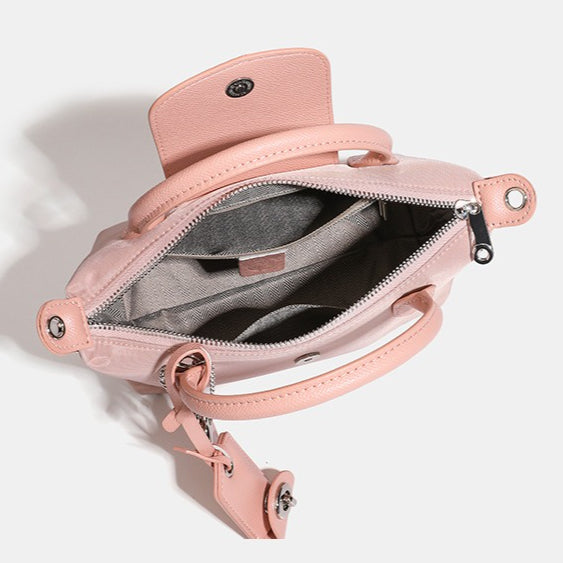 Women's Lightweight Nylon Dumpling Bag with Leather Trim
