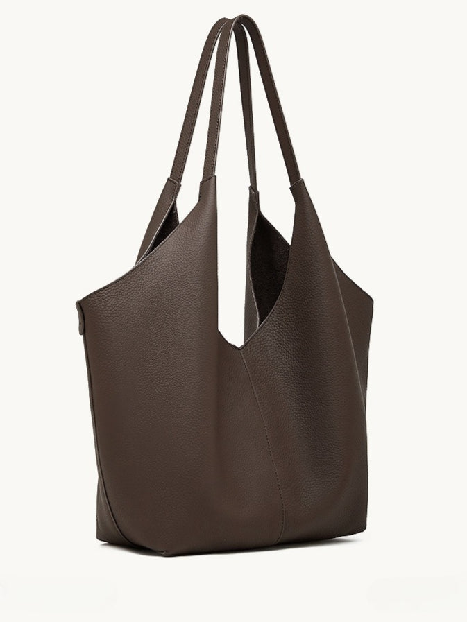 Women's Pebbled Cowhide V-Cut Hobo Shoulder Bag