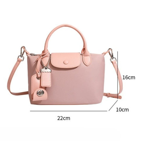 Women's Lightweight Nylon Dumpling Bag with Leather Trim