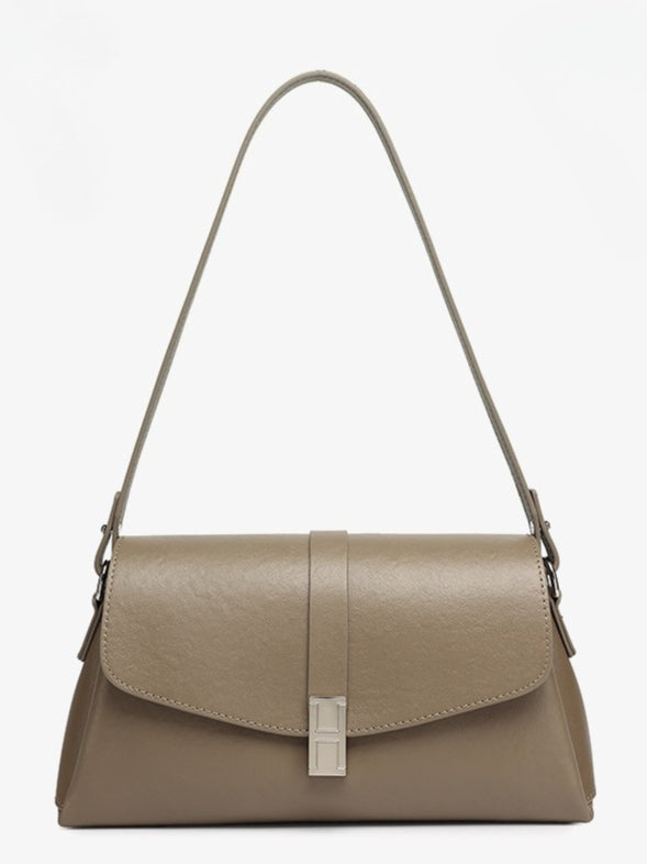 Women's Full-Grain Cowhide H-Buckle Flap Shoulder Bag
