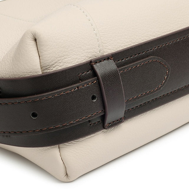 Women's Milled Cowhide Geometric Shoulder Bag with Ring Detail