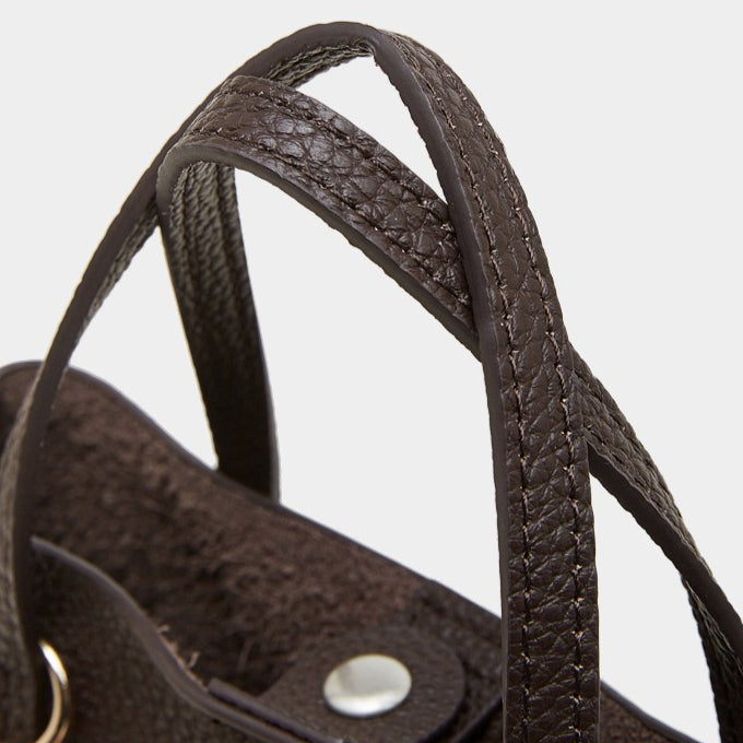 Women's Pebbled Cowhide Bucket Bag with Detachable Inner Pouch