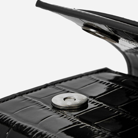 Women's Glossy Croc Cowhide Twist-Lock Envelope Bag