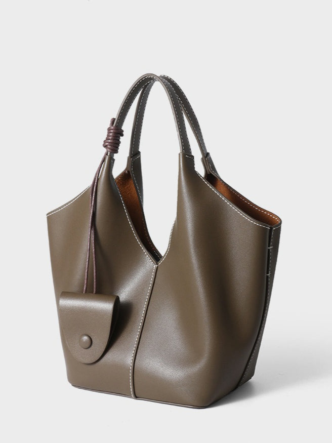 Women's Full-Grain Cowhide Woven Hobo Tote with Detachable Strap
