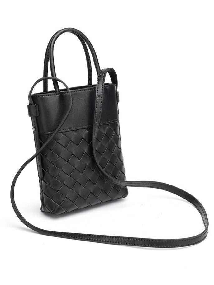 Women's Woven Lambskin Mini Tote with Adjustable Strap