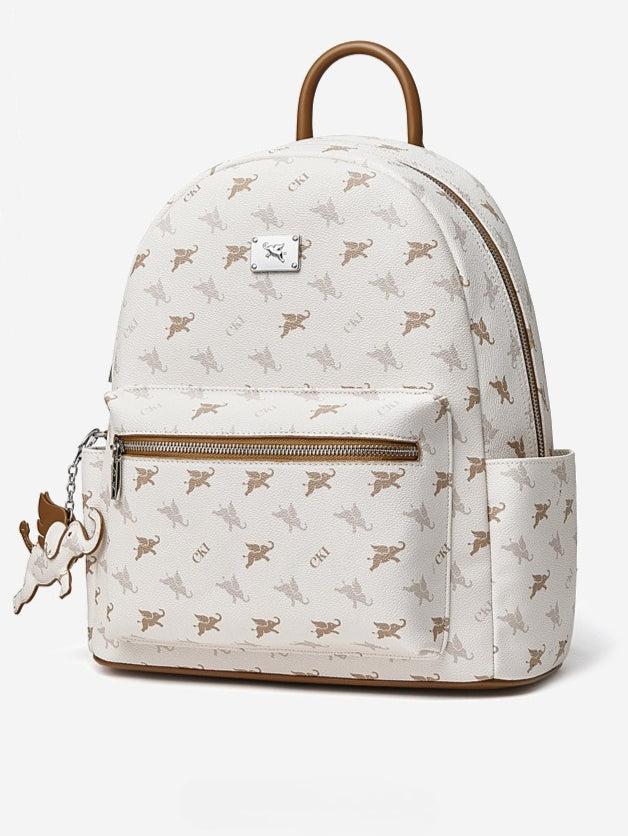 Women's Flying Elephant Print Backpack with Large Capacity and Zipper Closure