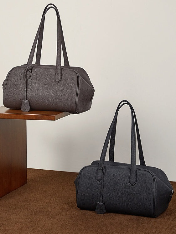 Women's Pebbled Cowhide East-West Bowling Tote Bag
