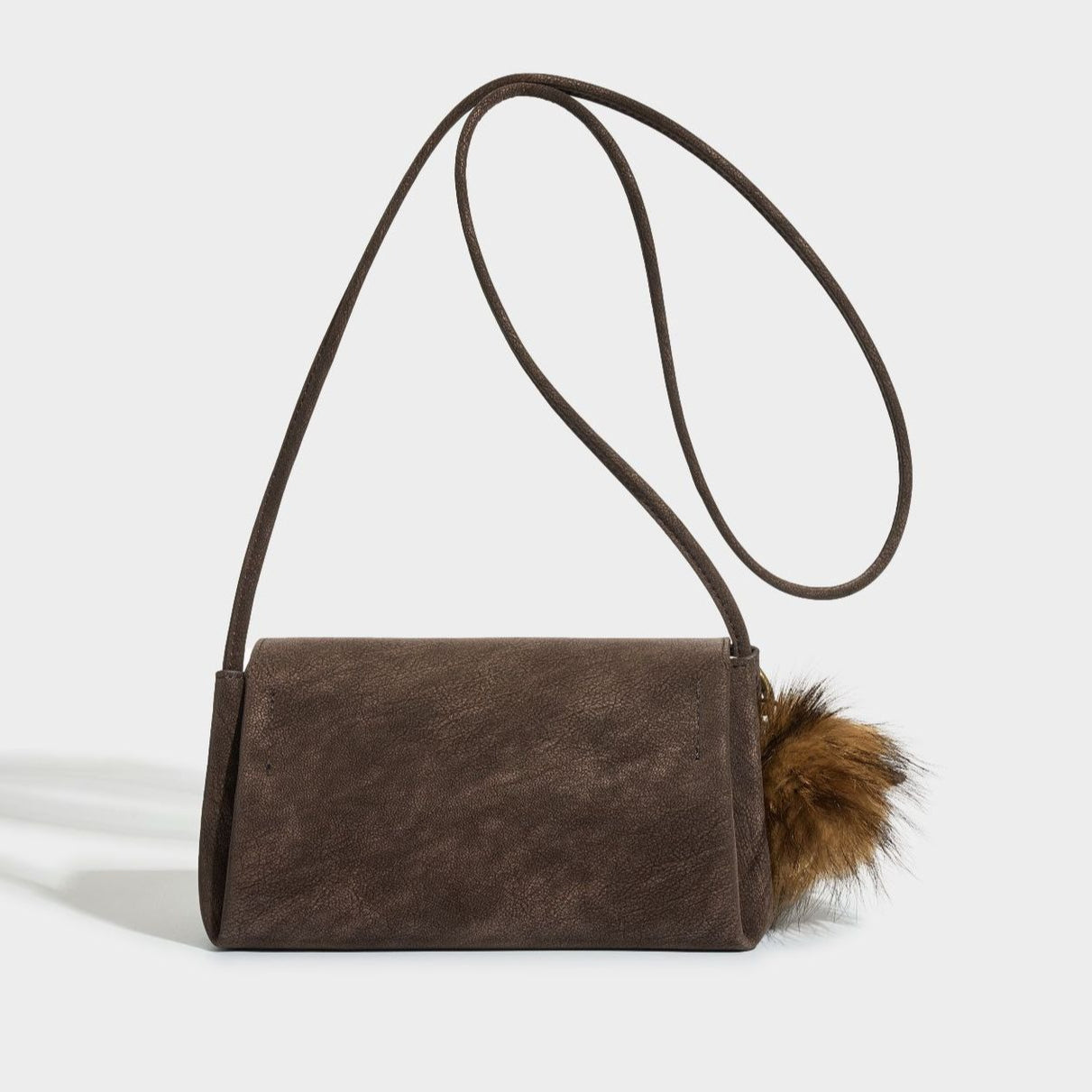 Women's Matte Cowhide Trapezoid Bag with Sculpted Handle