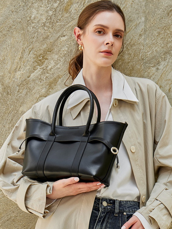 Women's Top-Grain Cowhide Convertible Tote with Inner Pouch