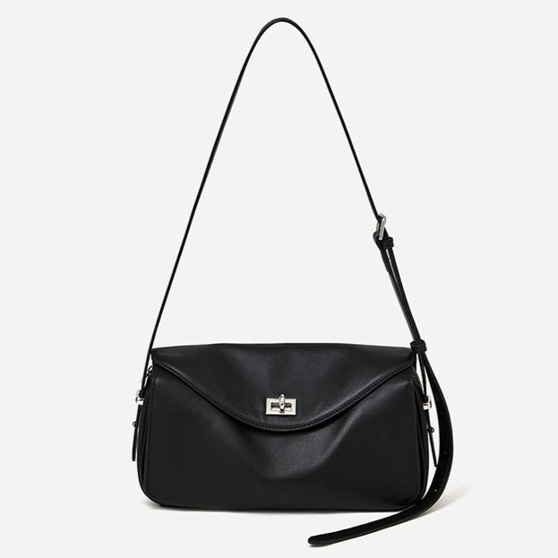 Women's Genuine Leather Envelope Flap Bag with Twist-Lock