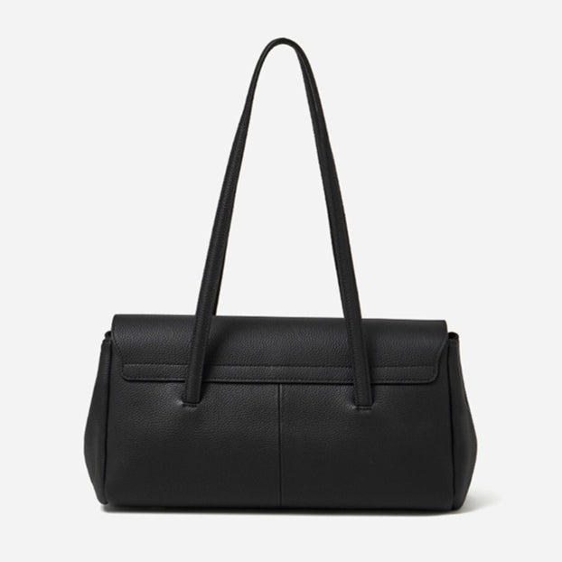 Women's Pebbled Cowhide Flap Tote with Twist-Lock Closure