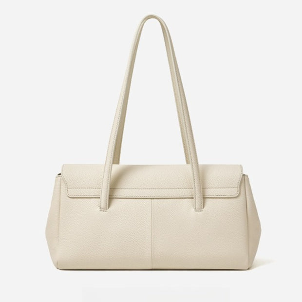 Women's Pebbled Cowhide Flap Tote with Twist-Lock Closure