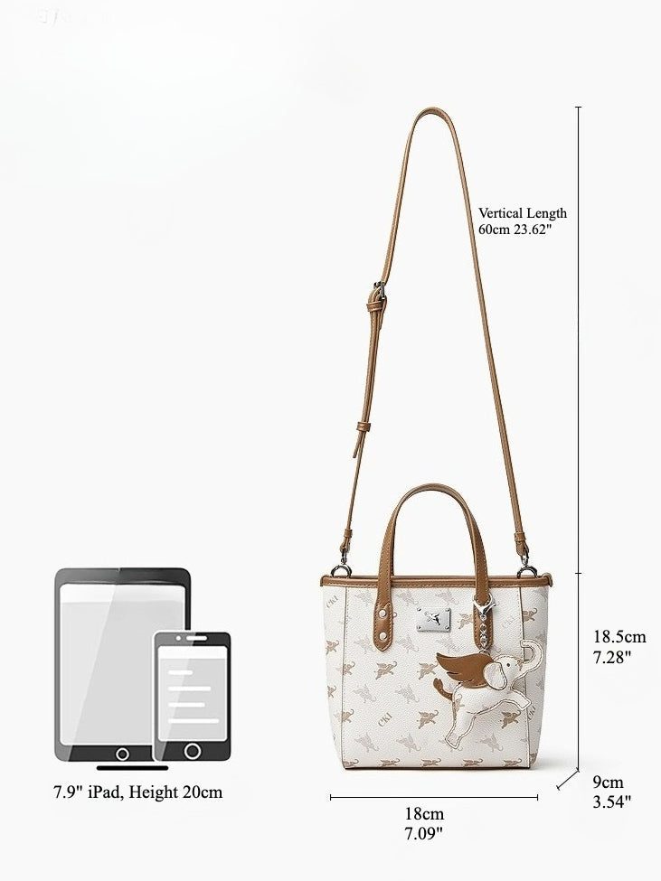 Women's Flying Elephant Monogram Mini Tote with Convertible Strap
