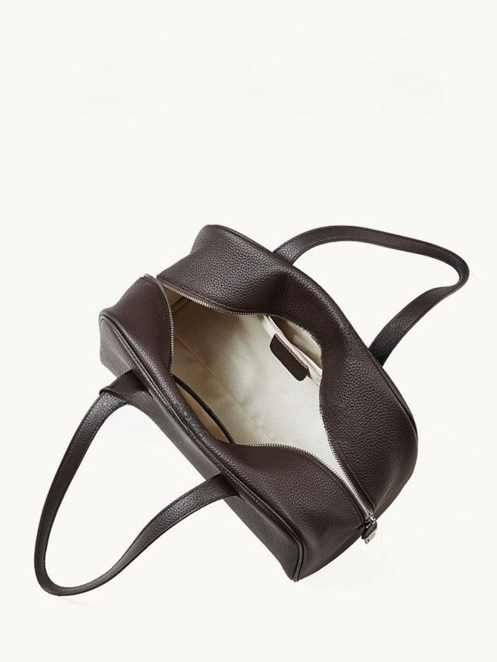 Women's Pebbled Cowhide East-West Bowling Tote Bag