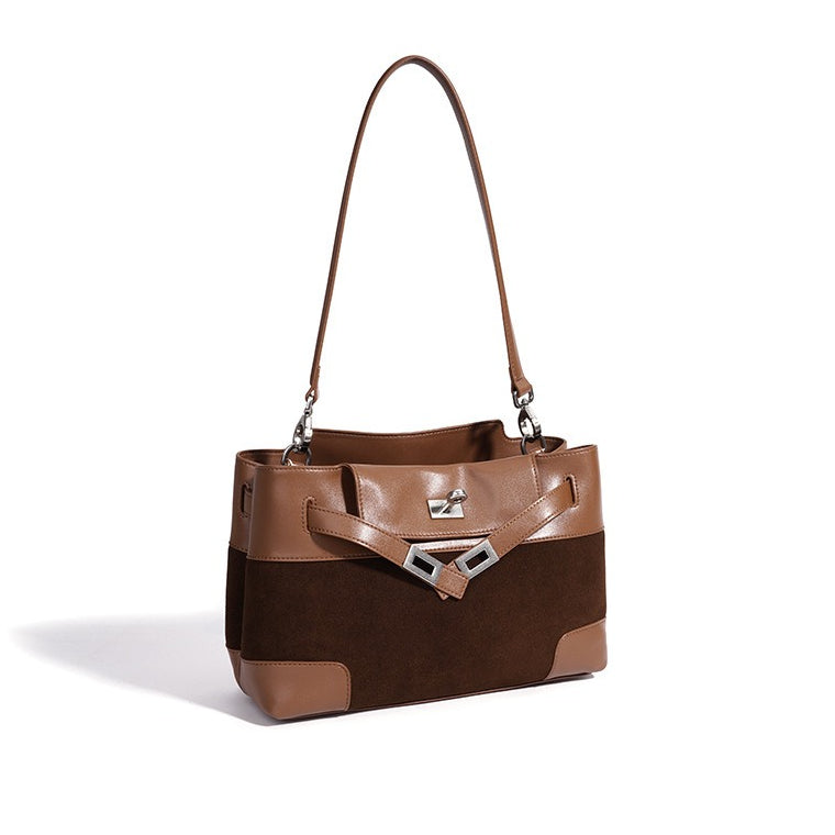 Women's Suede Leather Slouchy Clutch Bag with Detachable Pouch