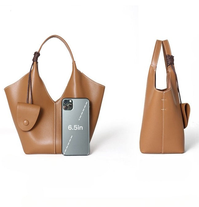 Women's Full-Grain Cowhide Woven Hobo Tote with Detachable Strap