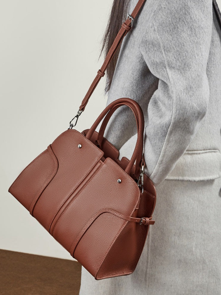 Women's Pebbled Cowhide Paneled Doctor-Style Work Bag